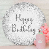 Aperturee - Circle Glitter White And Silver Happy Birthday Backdrop